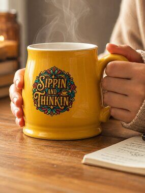 Sippin’ and Thinkin’ 15oz Custom Graphic Mug